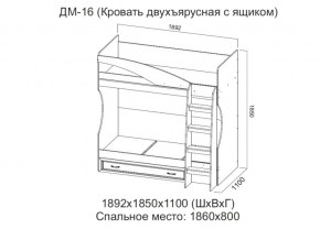 ДМ-16 Кровать двухъярусная с ящиком в Соликамске - solikamsk.magazin-mebel74.ru | фото