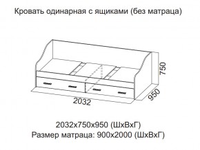 Кровать одинарная с ящиками (Без матраца 0,9*2,0) в Соликамске - solikamsk.magazin-mebel74.ru | фото