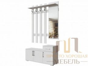 Вешалка с зеркалом 1,0 м №3 Ясень Анкор светлый в Соликамске - solikamsk.magazin-mebel74.ru | фото